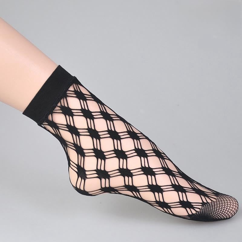 MarJunSep Lace Ankle Socks for Women Cute Elegent Sheer Mesh Fishnet Thin Nylon Crew Socks Sexy Fashion - Image 5